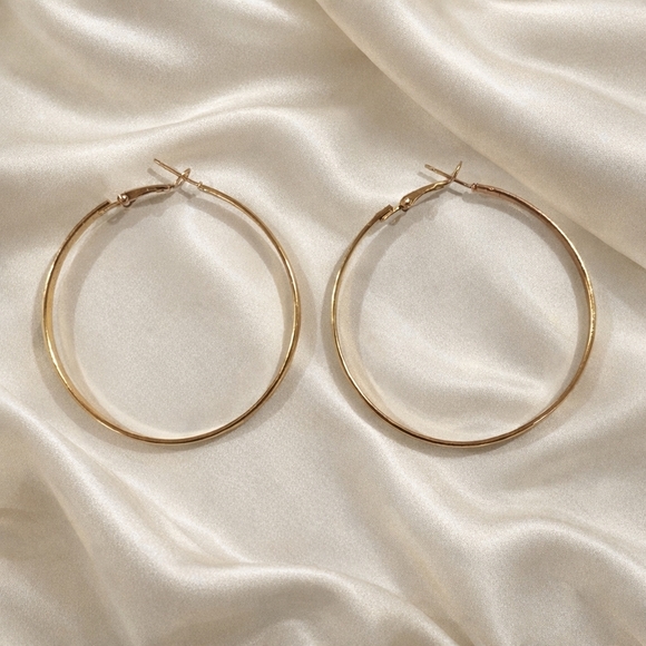 Jewelry - Gold Hoop Earrings 2-inch – Elegant Large Classic Statement Women’s Jewelry
